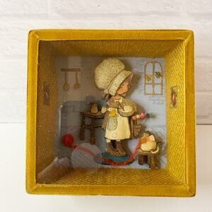 Vintage Holly Hobbie 3D Shadow Box Diorama Wood Framed Picture Paper Art